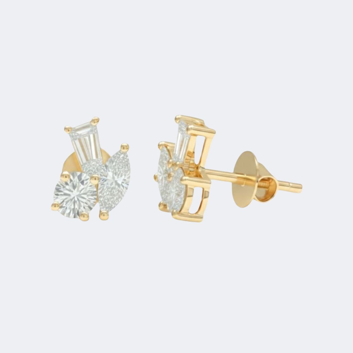 1.00CTW Round, Marquise, Baguette Shape Prong Three Stone Multi Stud
