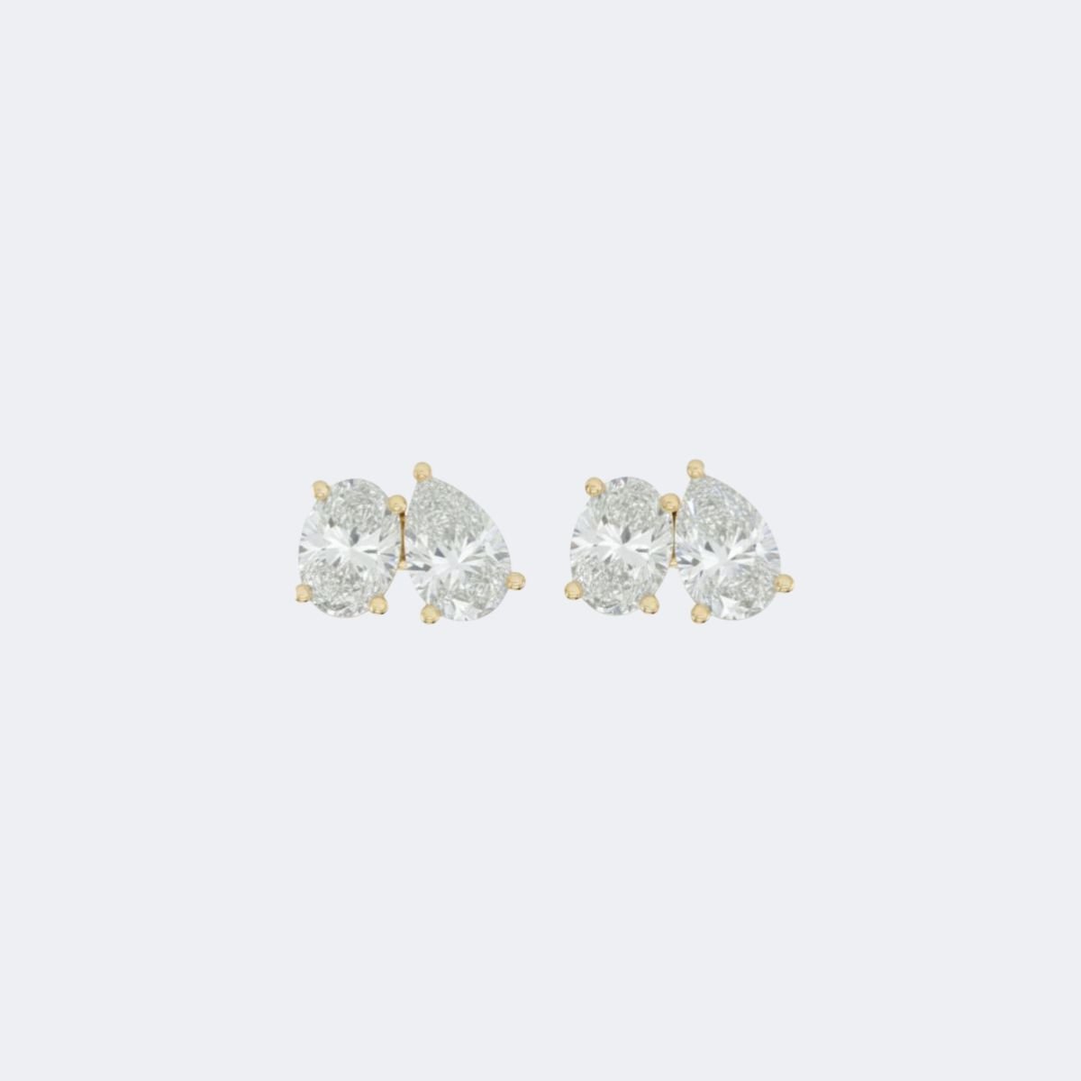 2.00CTW Oval-Pear Prong Toi et Moi Stud