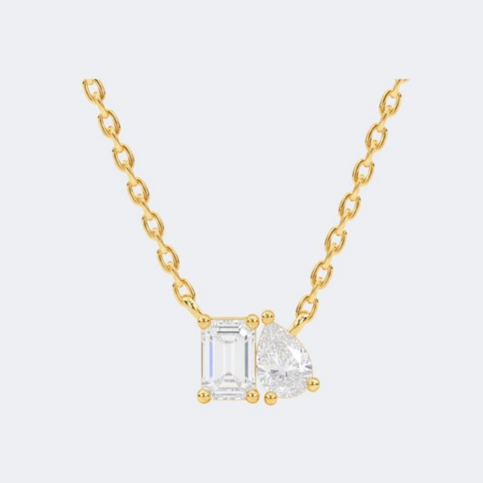 2.50CTW Emerald Pear Prong Set Toi et Moi Pendant Necklace