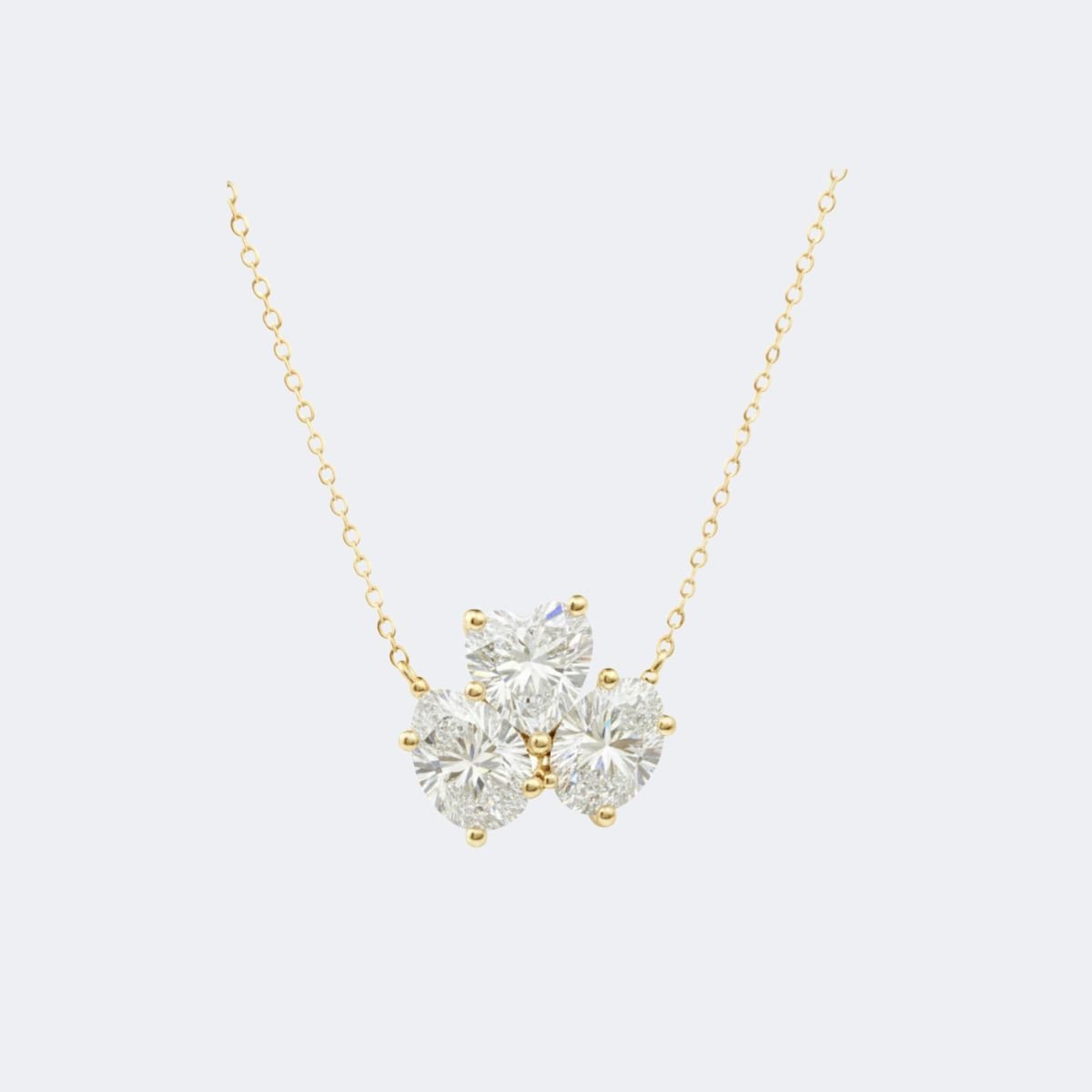 3.00CTW Heart & Oval Cut Pendant Necklace - Trilogy Cluster