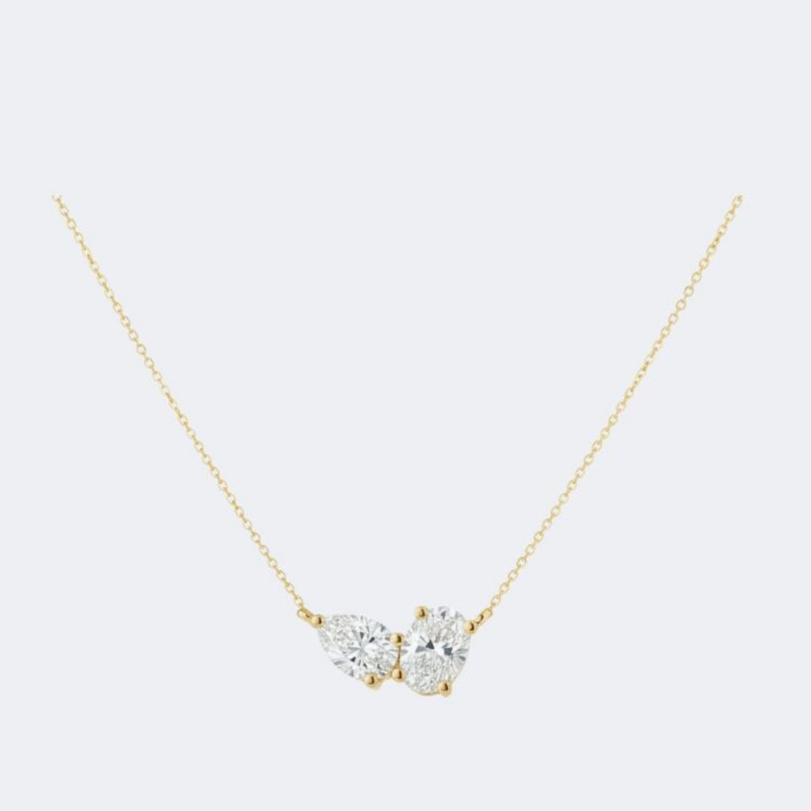 1.60CTW Pear & Oval Pendant Necklace - Toi et Moi