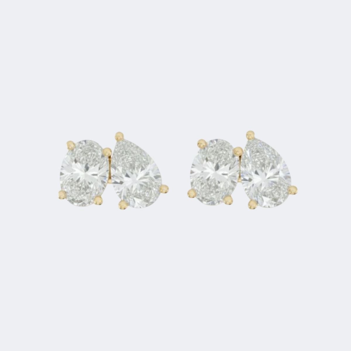 2.00CTW Oval-Pear Prong Toi et Moi Stud