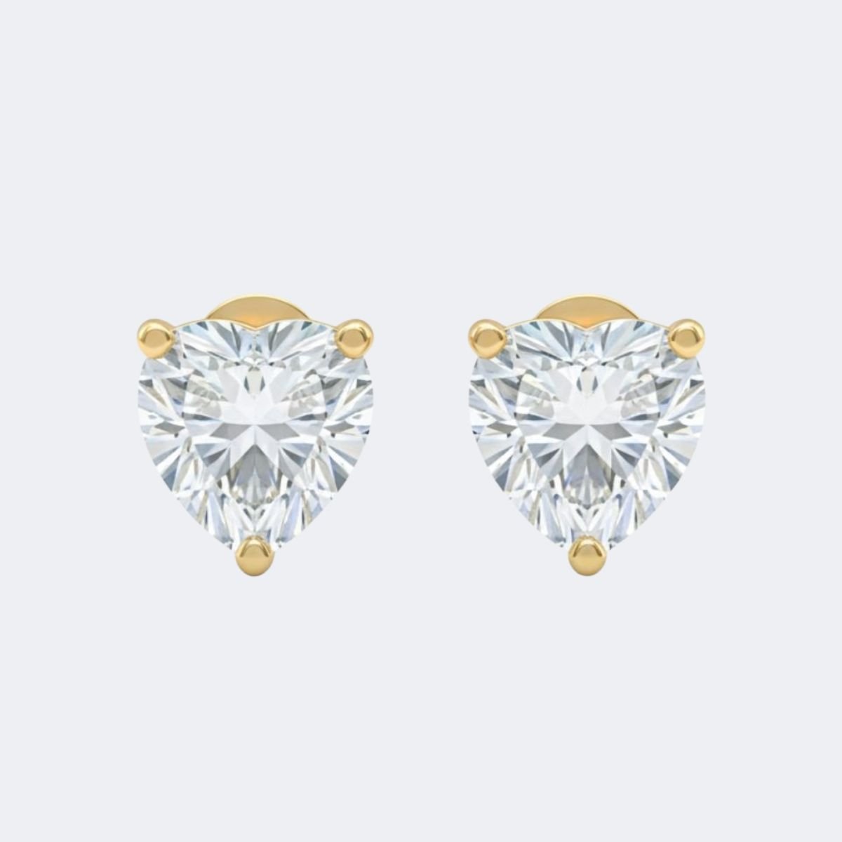2.00CTW Heart 3-Prong Stud Earring