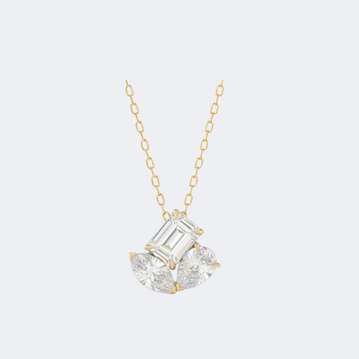 1.50CTW Emerald , Marquise & Pear Pendant Necklace -trilogy pendant