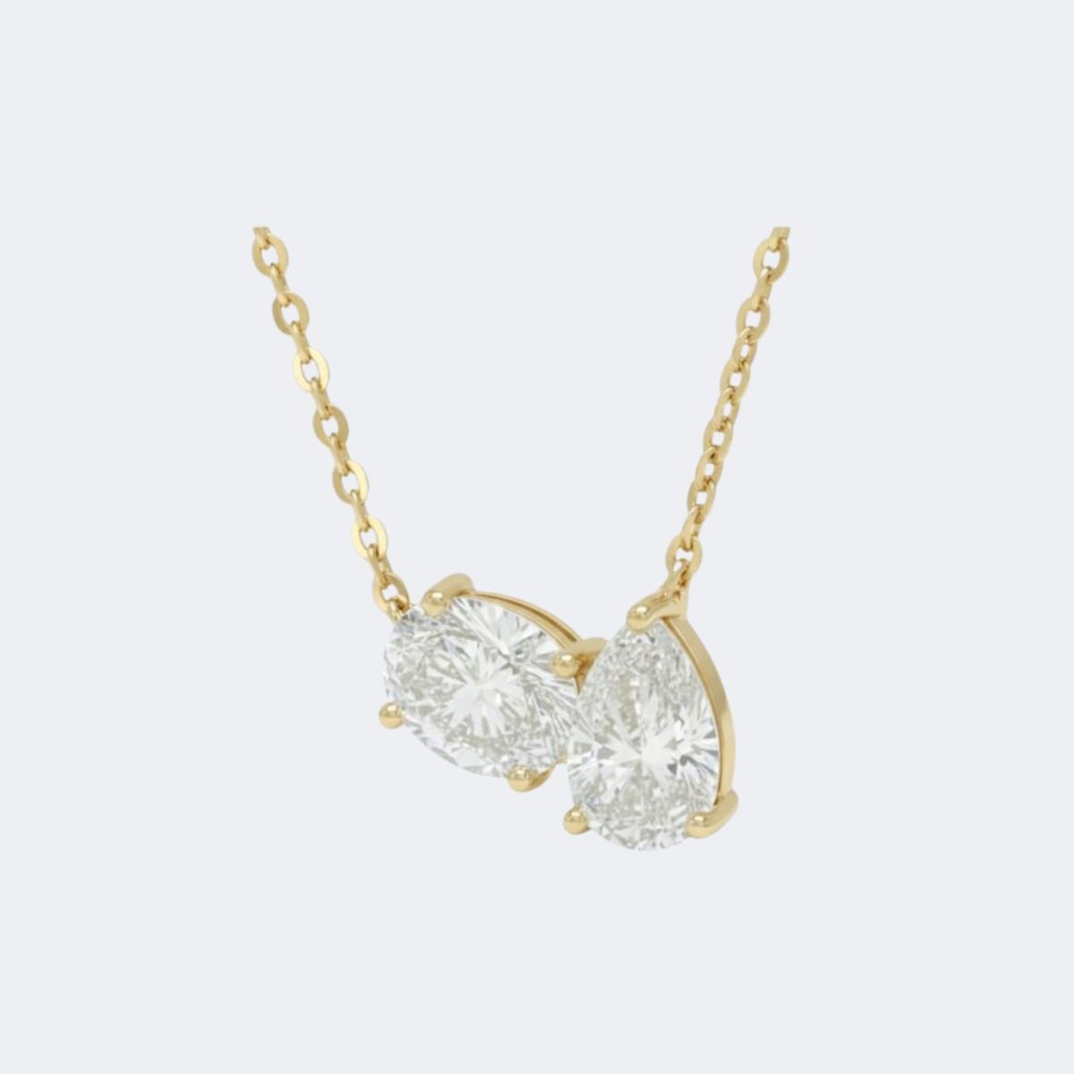1.00CTW Oval & Pear Pendant Necklace - Toi et Moi