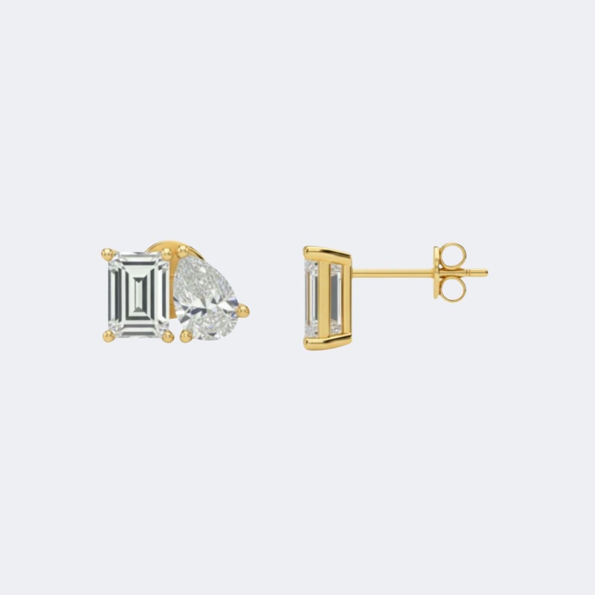 2.00CTW Emerald-Pear Prong Toi et Moi Stud