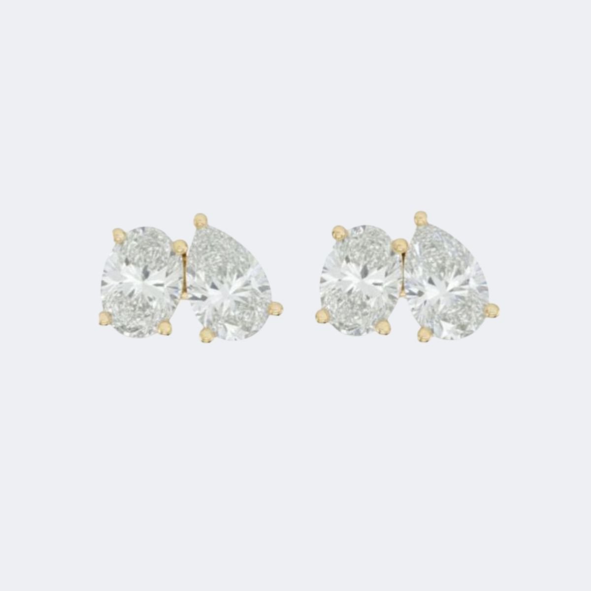 2.00CTW Oval-Pear Prong Cluster Stud