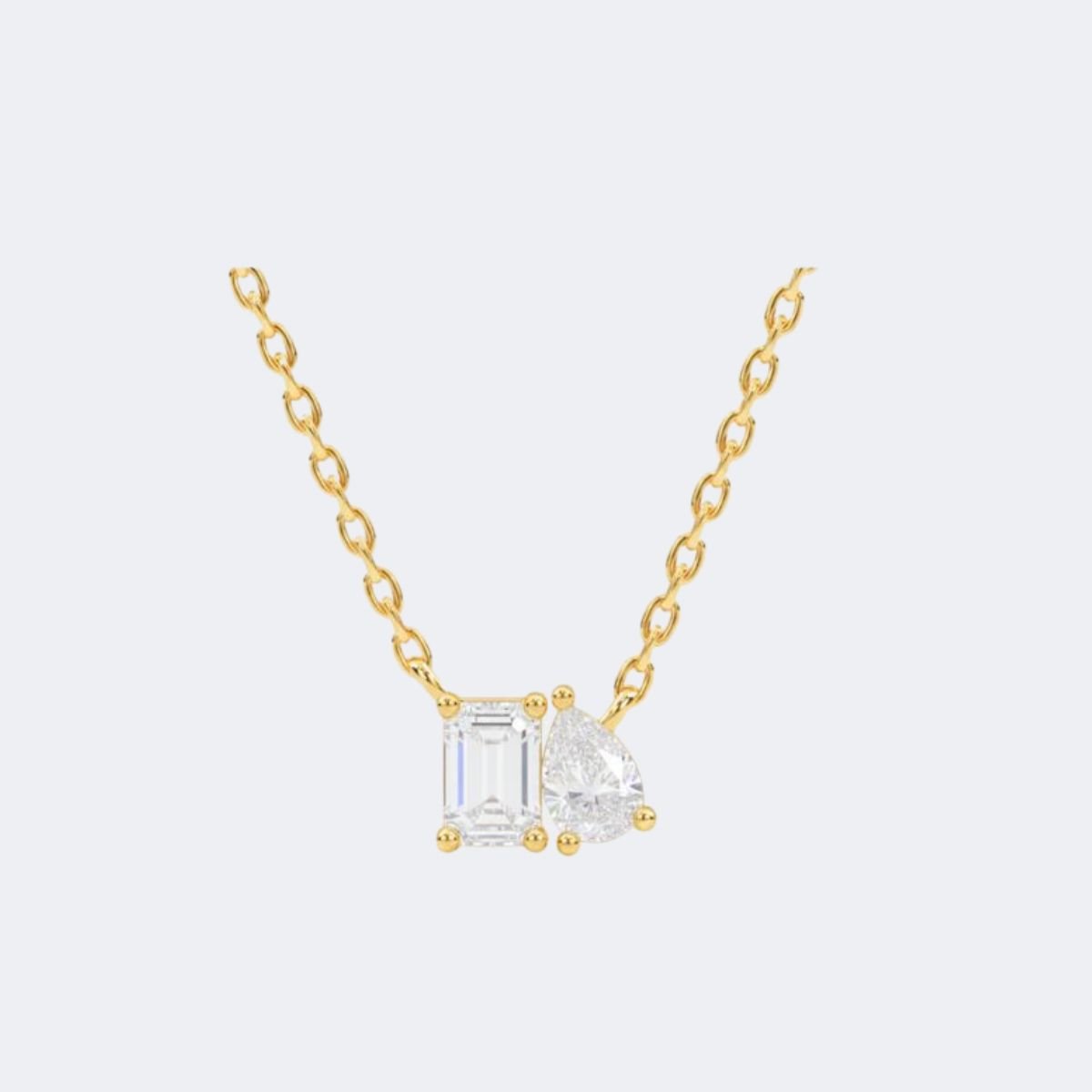 1.50CTW Emerald & Pear Pendant Necklace - Toi et Moi