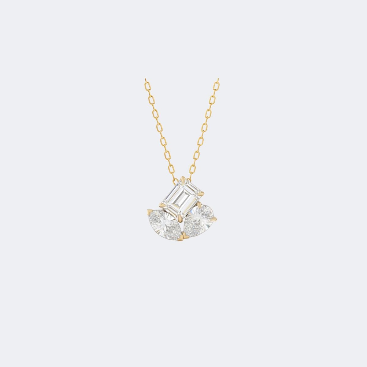 2.00CTW Emerald , Marquise & Pear Pendant Necklace -trilogy pendant