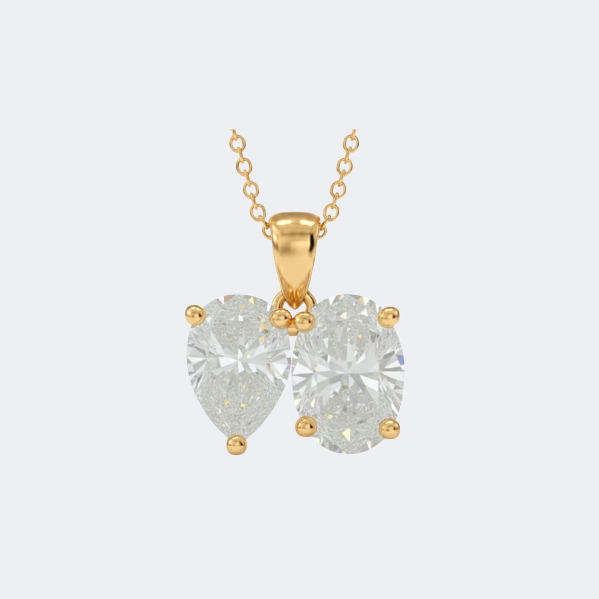 1.45CTW Heart & Oval Pendant Necklace - Toi et Moi
