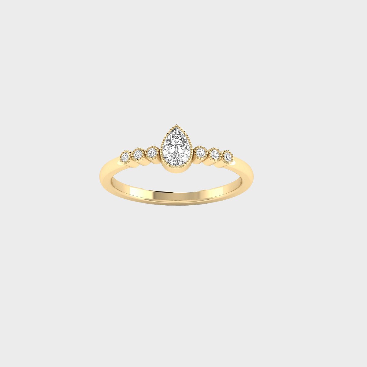 0.40CTW Pear & Round Graduated Bezel Setting Minimalist Ring