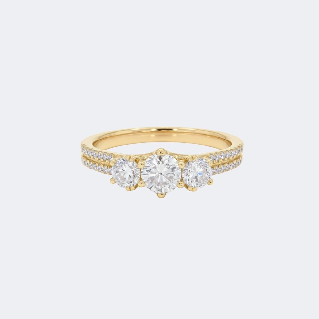 1.00CTW Round Solitaire Ring - 3-Stone Split Pav?