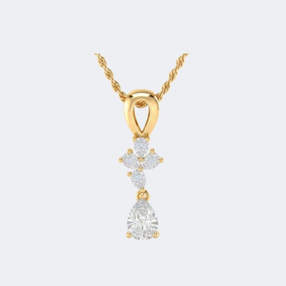 1.40CTW Pear Prong set Cluster Drop Pendant Necklace