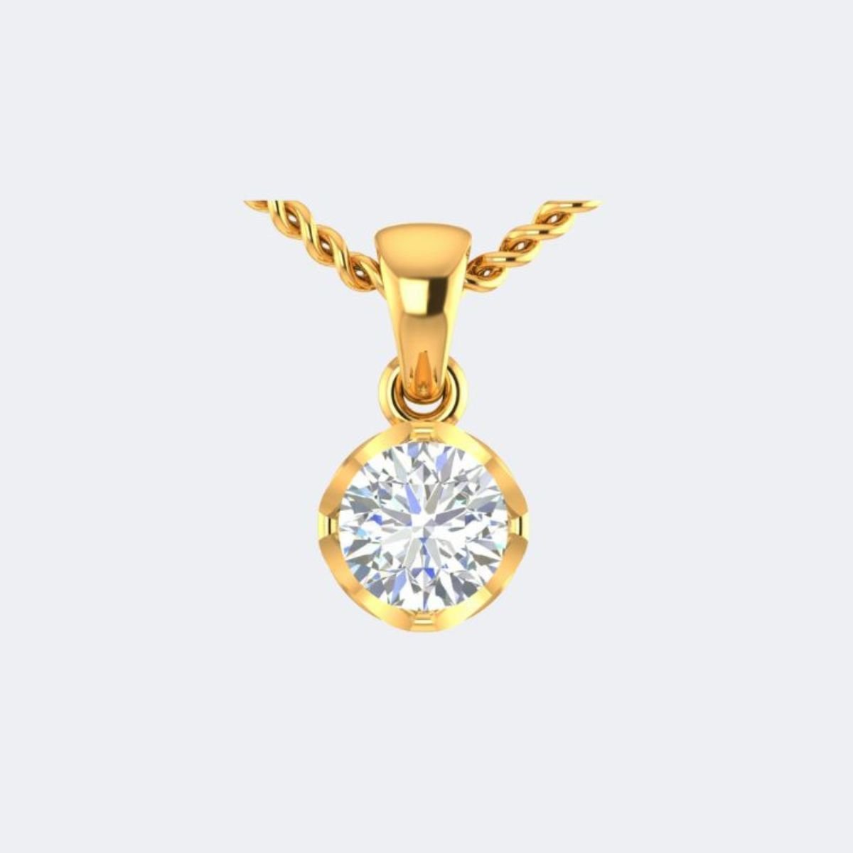 1.00CTW Round Bezel-Set Diamond Solitaire Necklace