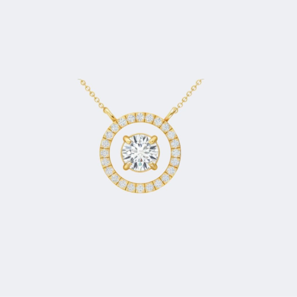 1.40CTW Round Prong-Set Diamond Solitaire Necklace