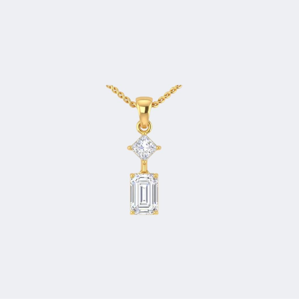 2.50CTW Princess Emerald Prong Set Two-Stone Drop Pendant Necklace