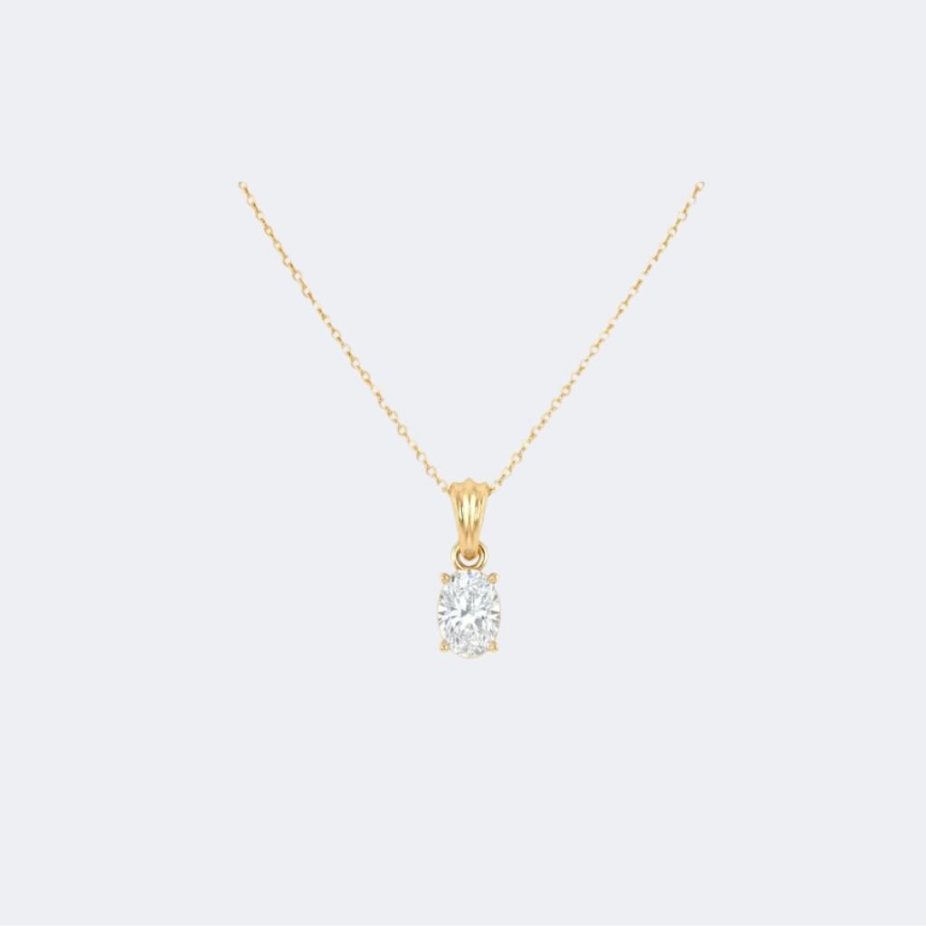 3.20CTW Oval Prong-Set Diamond Solitaire Necklace