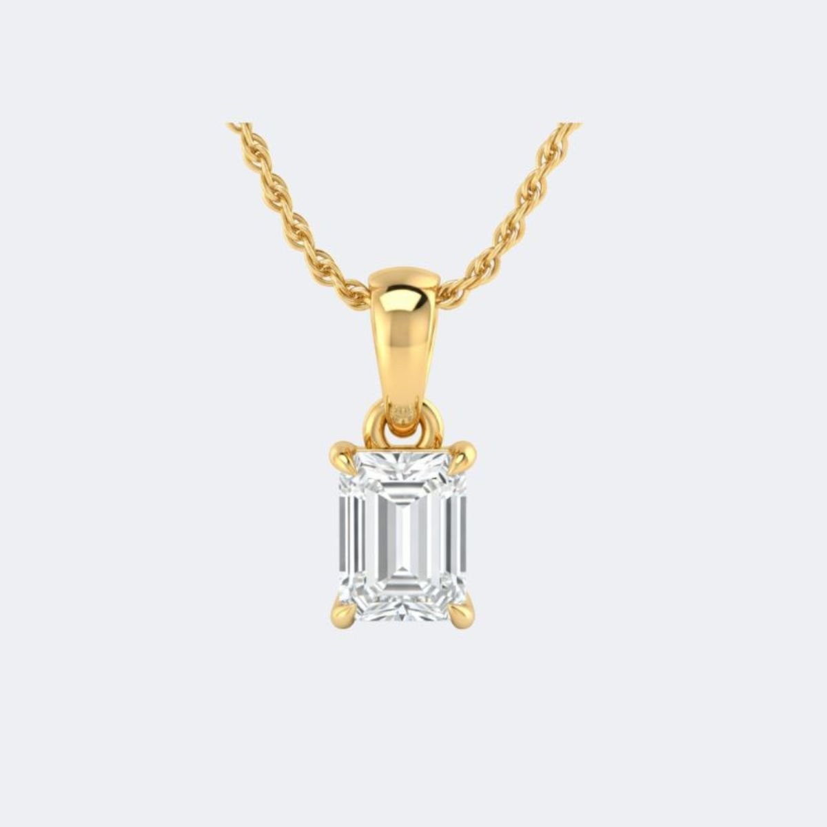 1.00CTW Emerald Cut Prong Set Solitaire Pendant Necklace