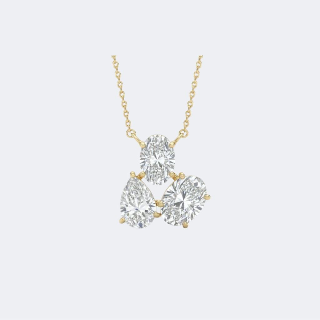3.50CTW Oval & Pear Mixed Shape Pendant Necklace-trilogy pendant