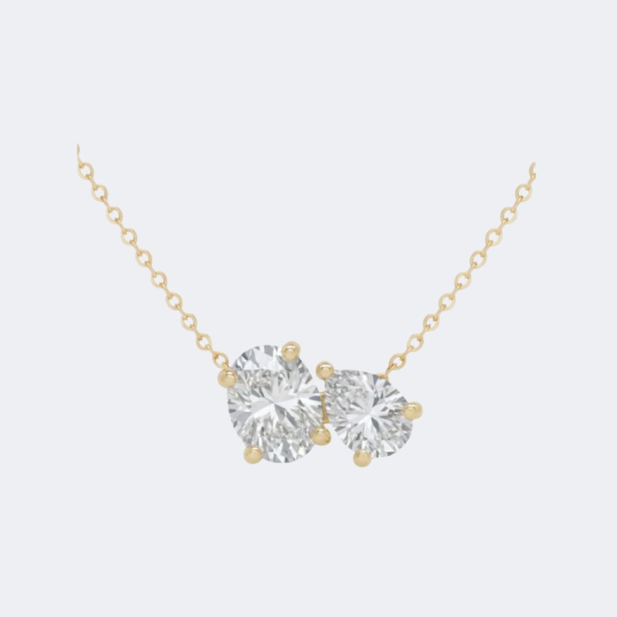 0.70CTW Pear & Oval Cut Pendant Necklace - Toi et Moi