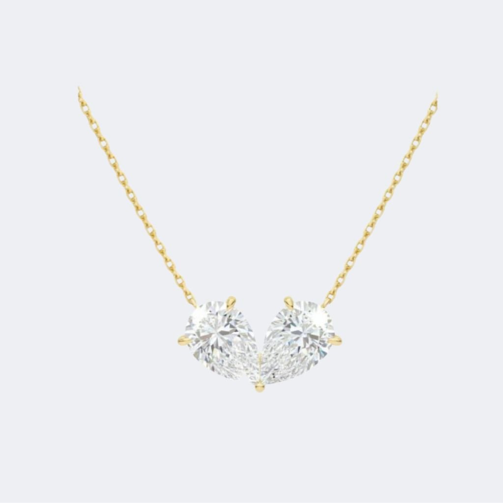 2.00CTW Pear Cut Duo Pendant Necklace - Toi et Moi