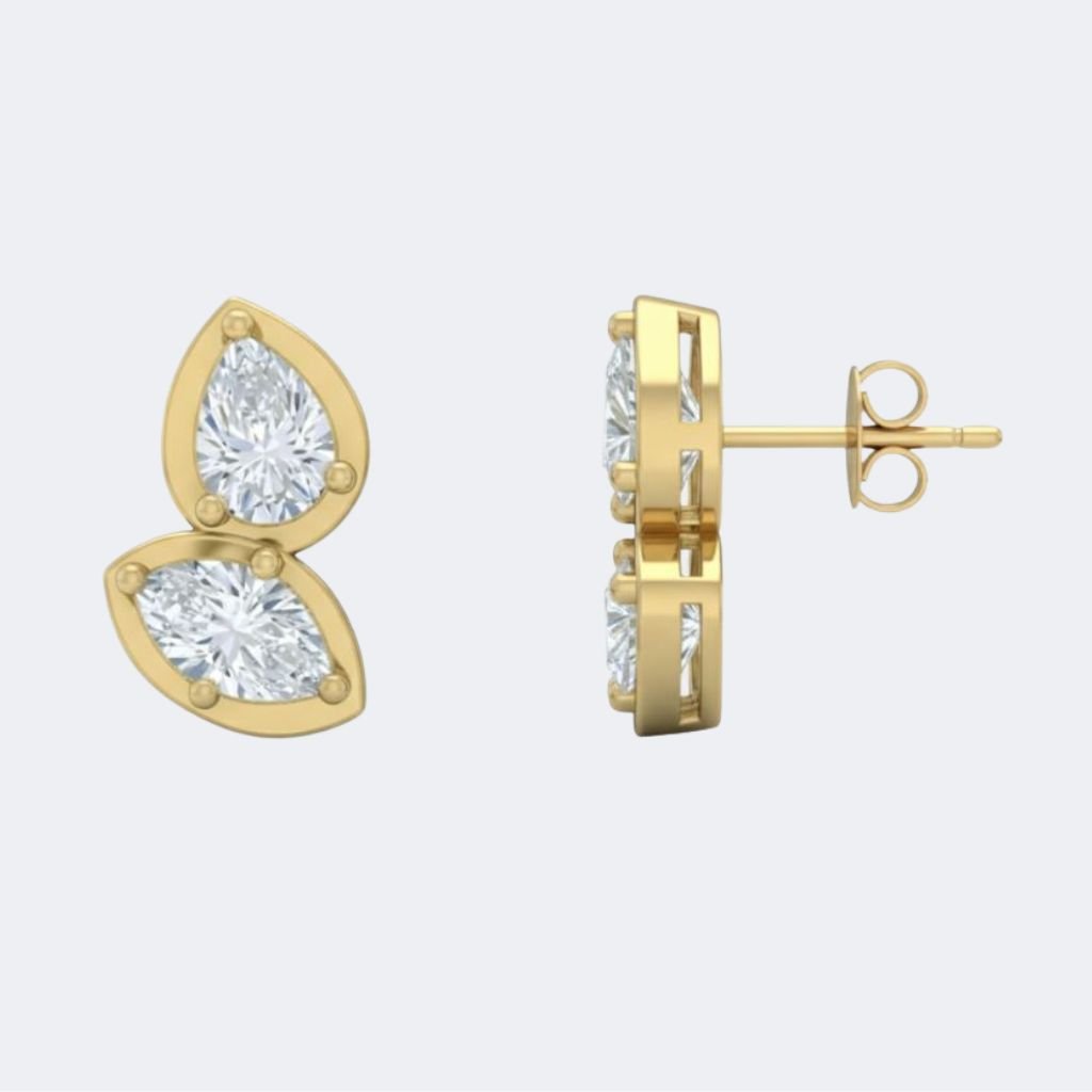 0.60CTW Pear-Marquise Bezel Linear Stud