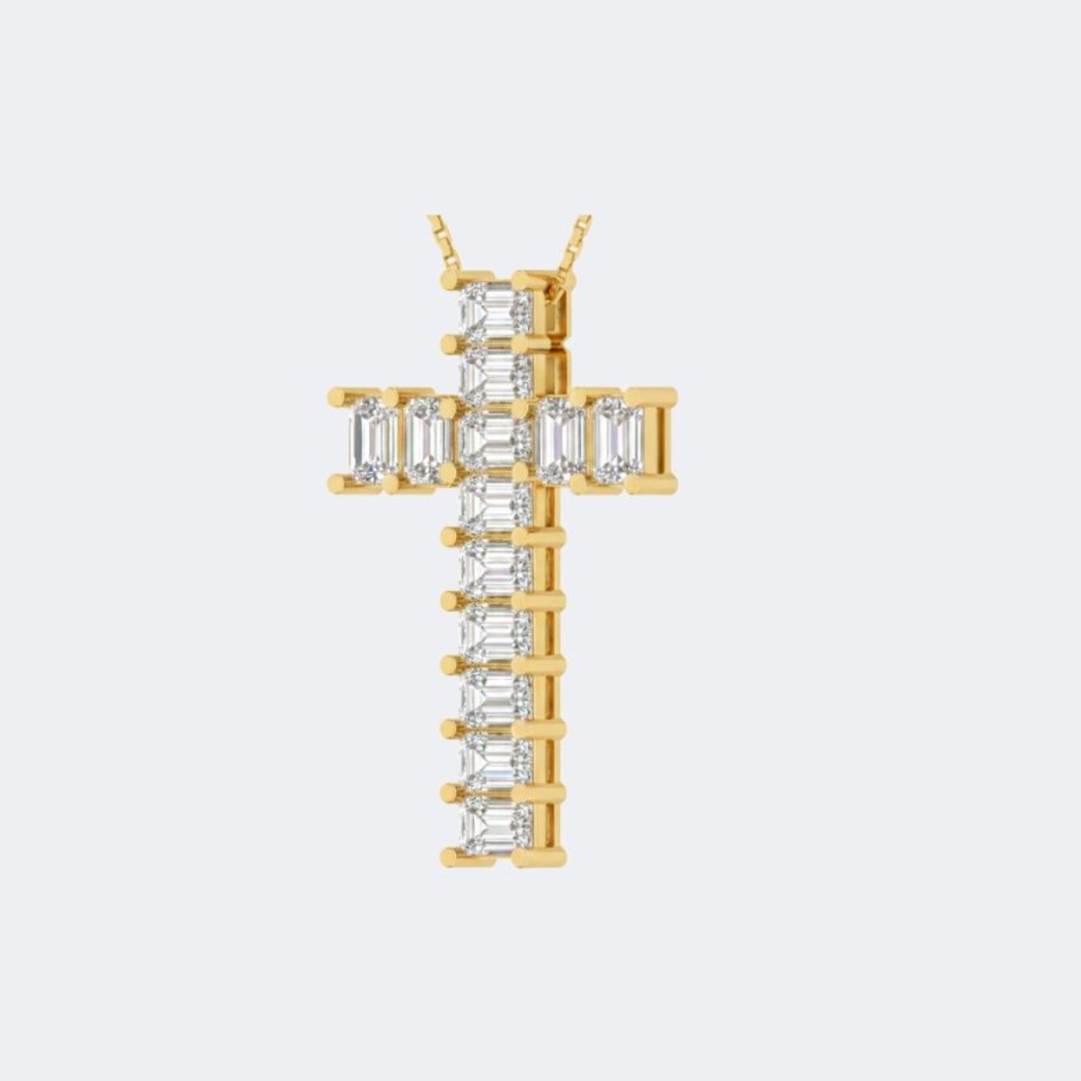 5.20CTW Emerald Cut prong Set Cross Pendant Necklace
