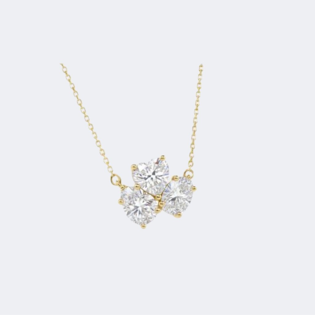3.00CTW Heart ,Oval & Pear Shape Prong Set Trinity Pendant Necklace