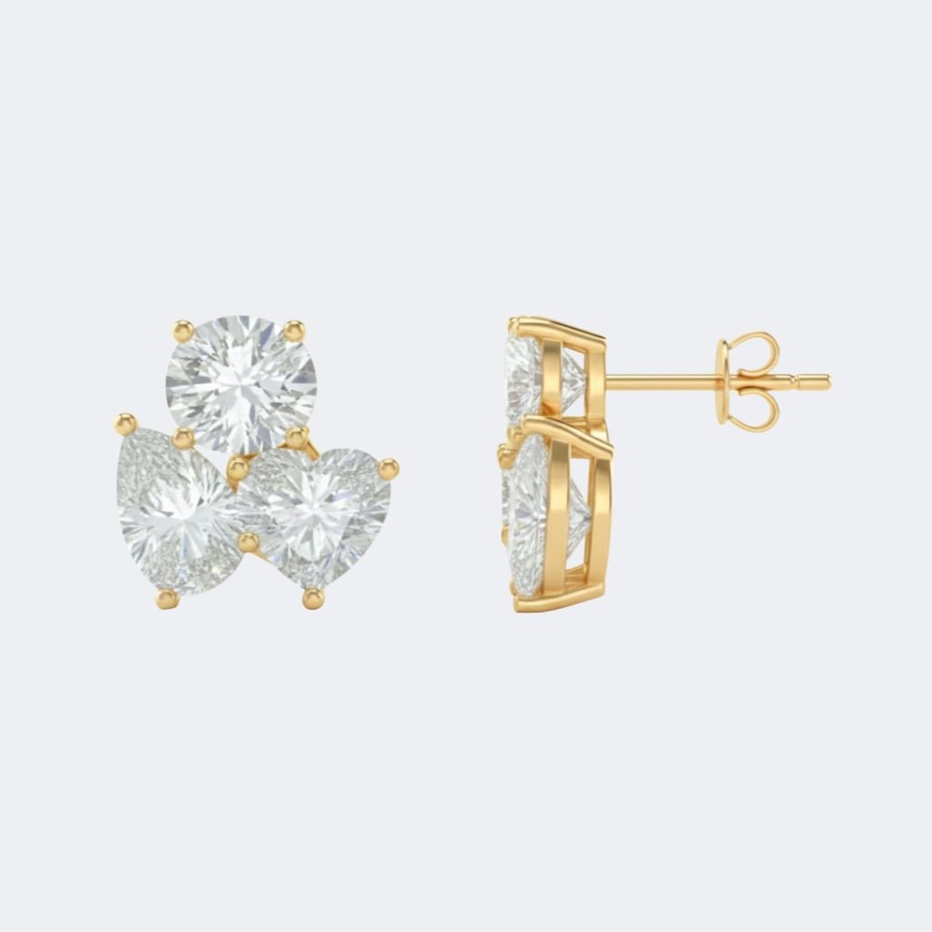 2.00CTW Round, Pear, Heart-Shape Prong Three Stone Multi Stud