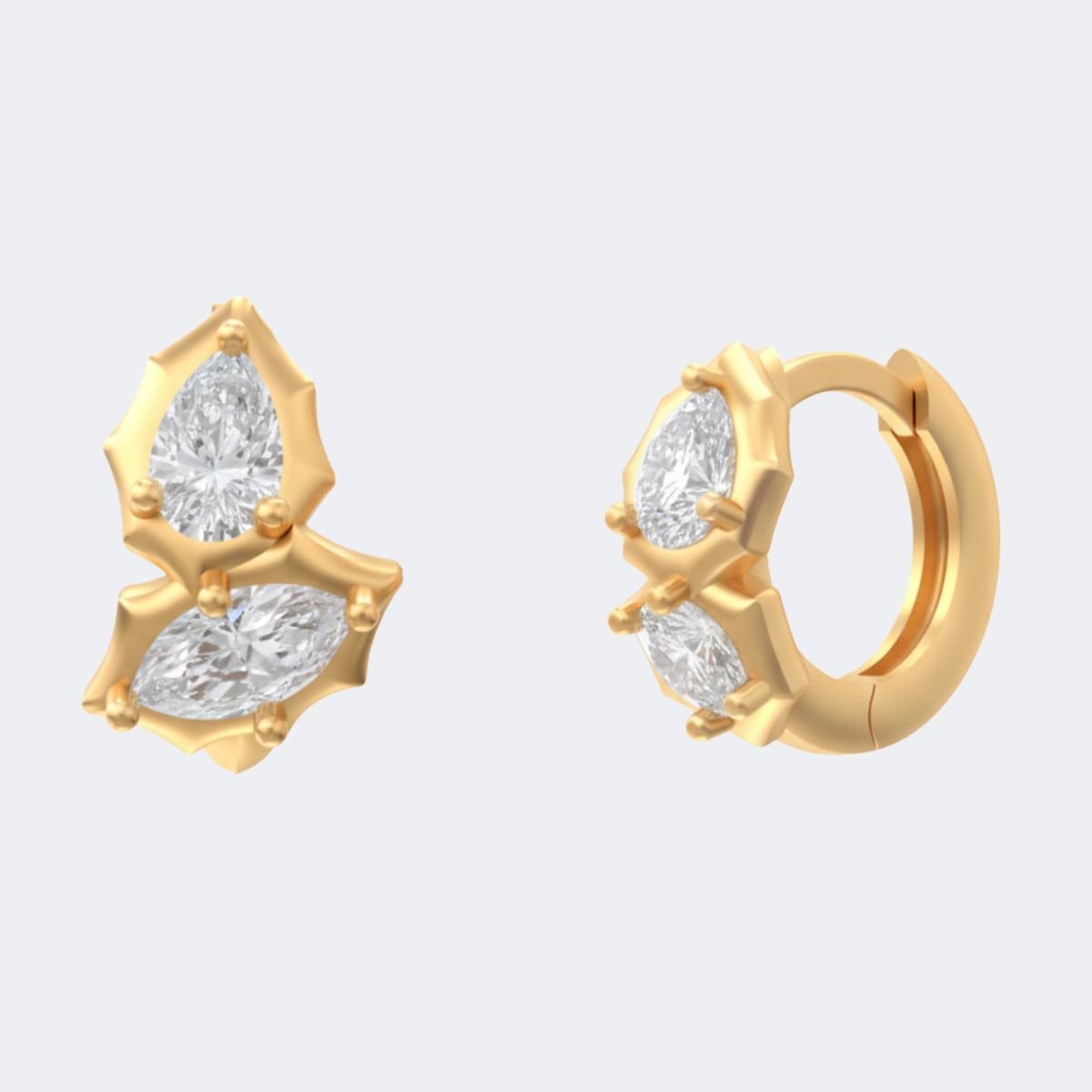 1.00 CTW Pear Marquise Prong Set Motif Earrings