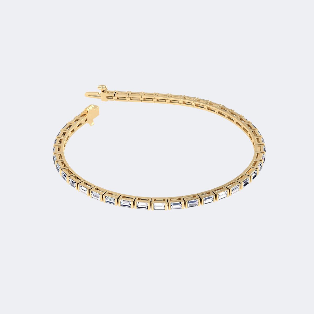 2.52CTW baguette Bar-Set Diamond Line Bracelet