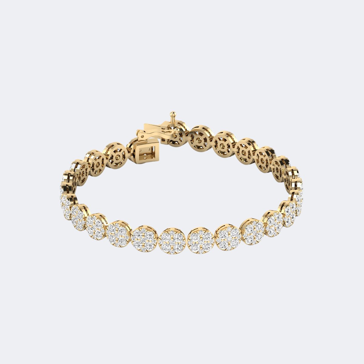 8.500CTW Round Pave Cluster-Set Diamond Line Bracelet