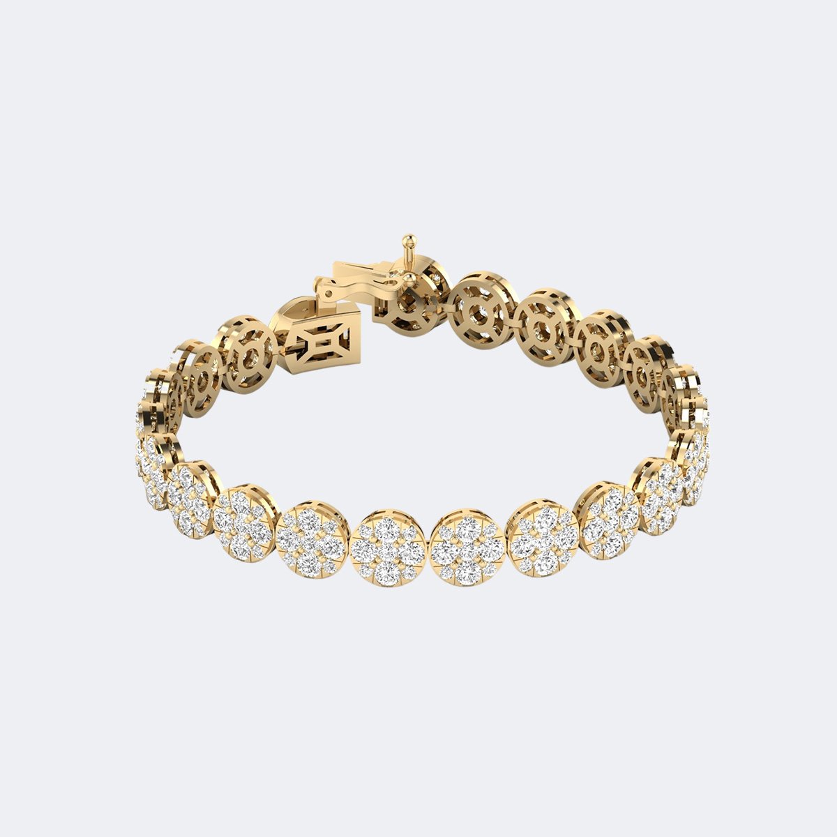 10.186CTW Round Pave Cluster-Set Diamond Line Bracelet