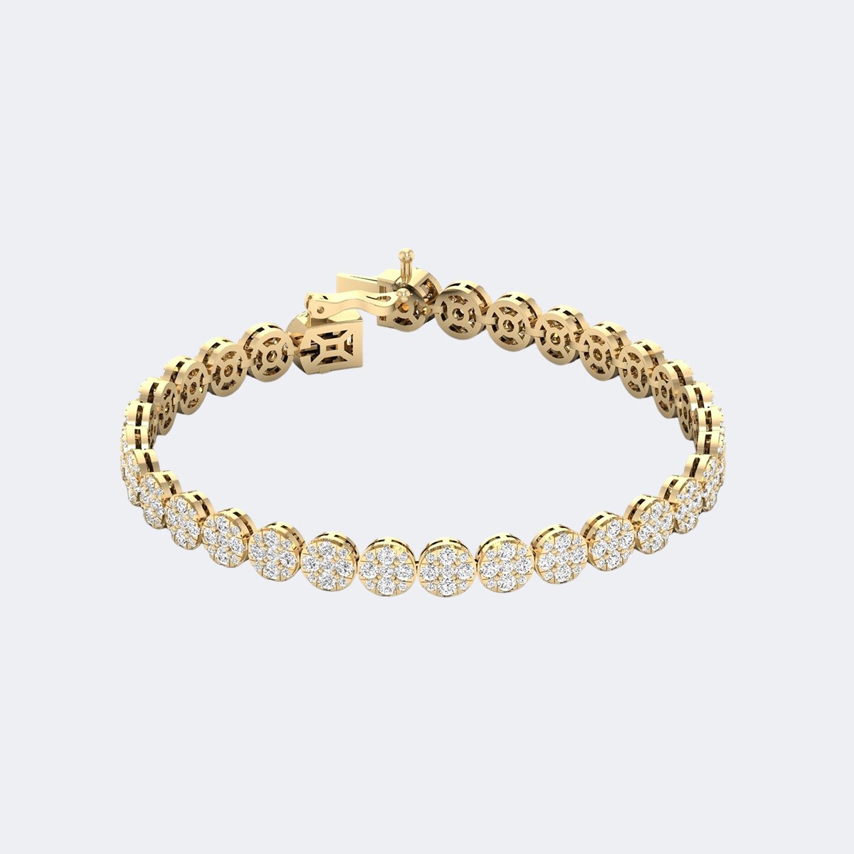6.00CTW Round Pave Cluster-Set Diamond Line Bracelet
