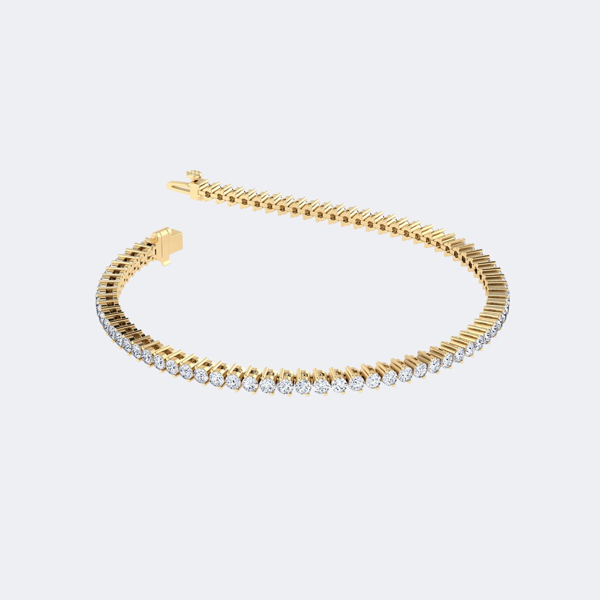 3.276CTW Round Scallop-Set Diamond Line Bracelet
