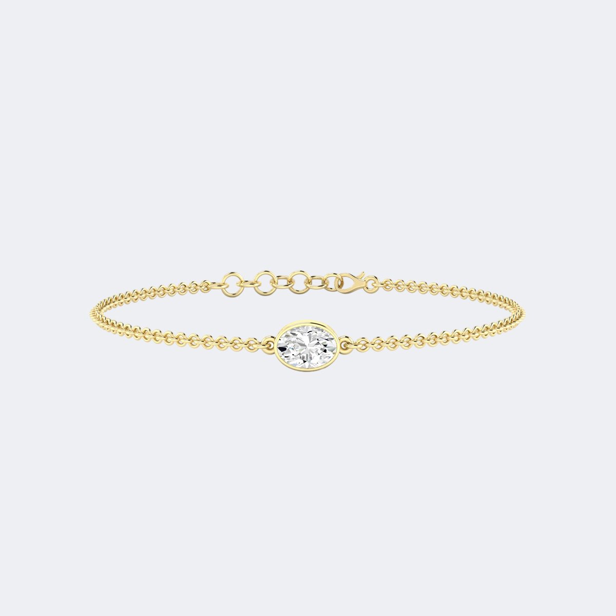 0.75CTW Oval Bezel-Set Diamond Station Bracelet