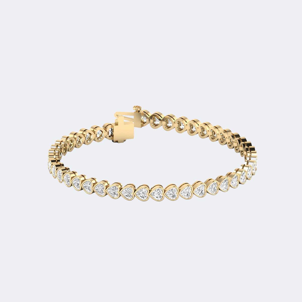 7.00CTW Heart Bezal-Set Diamond Line Bracelet