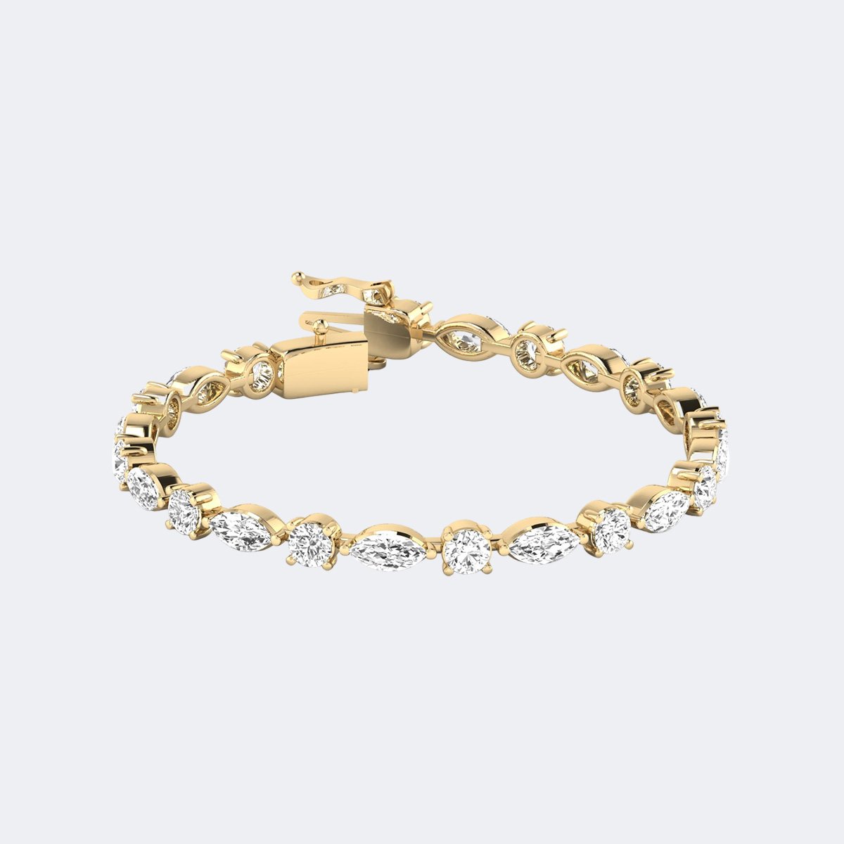 9.24CTW Marquise , Round Prong-Set Diamond Line Bracelet