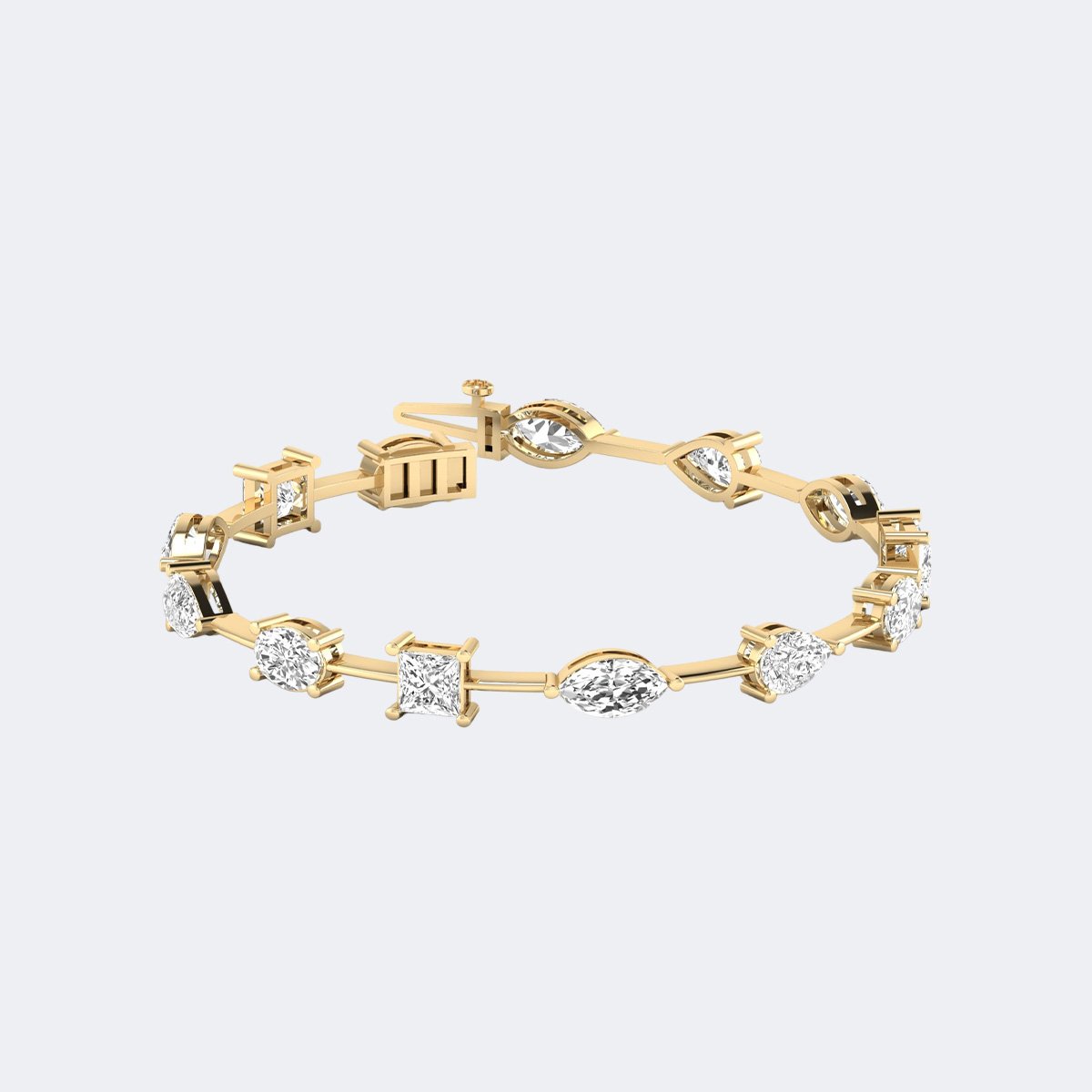 11.00CTW Mixed-Cut Prong-Set Diamond Line Bracelet