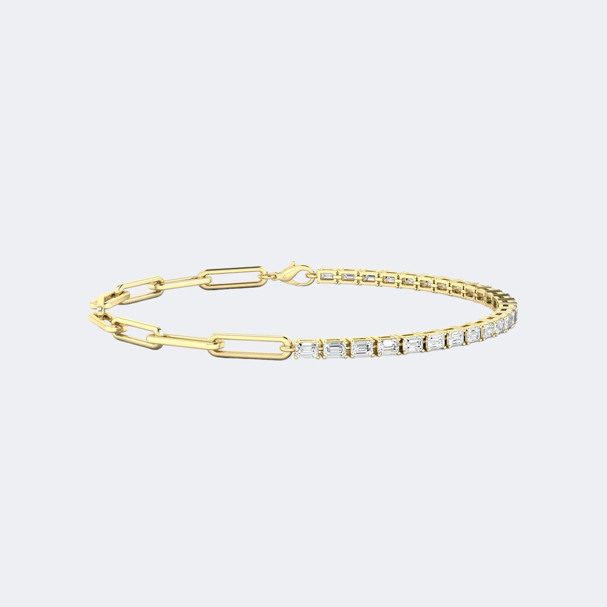 2.60CTW Emerald Bar-Set Diamond Line Bracelet