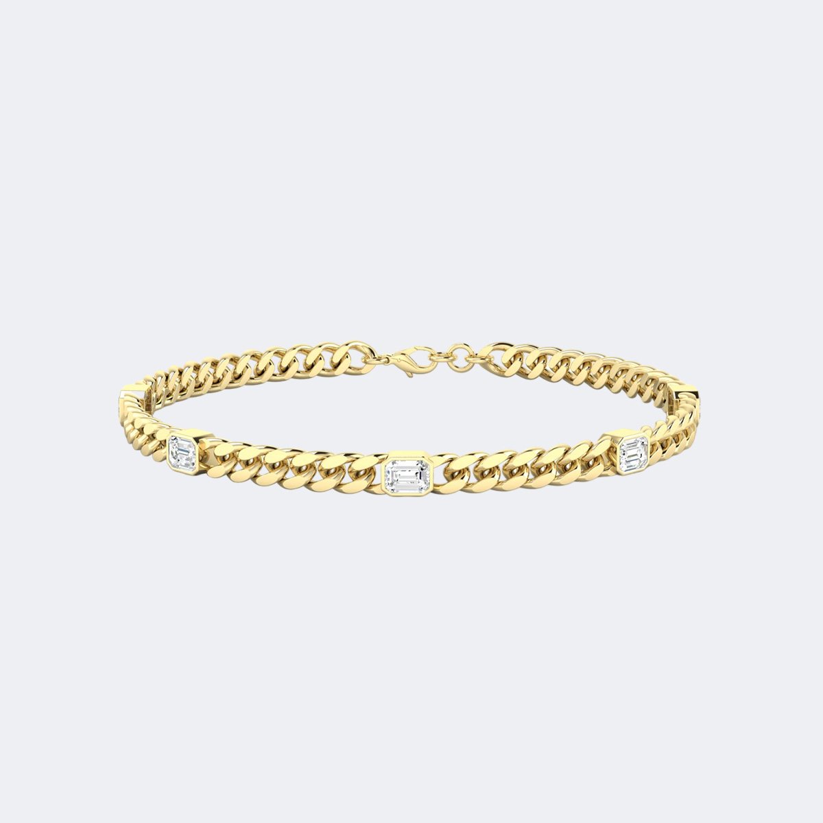 1.50CTW Emerald Bezel-Set Diamond Station Bracelet