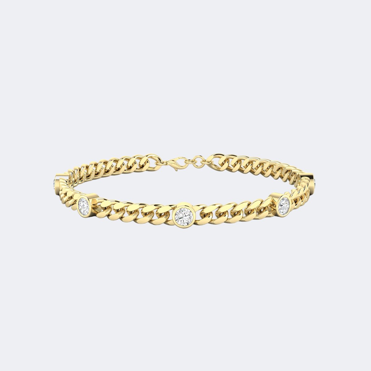 1.50CTW Round Bezel-Set Diamond Station Bracelet