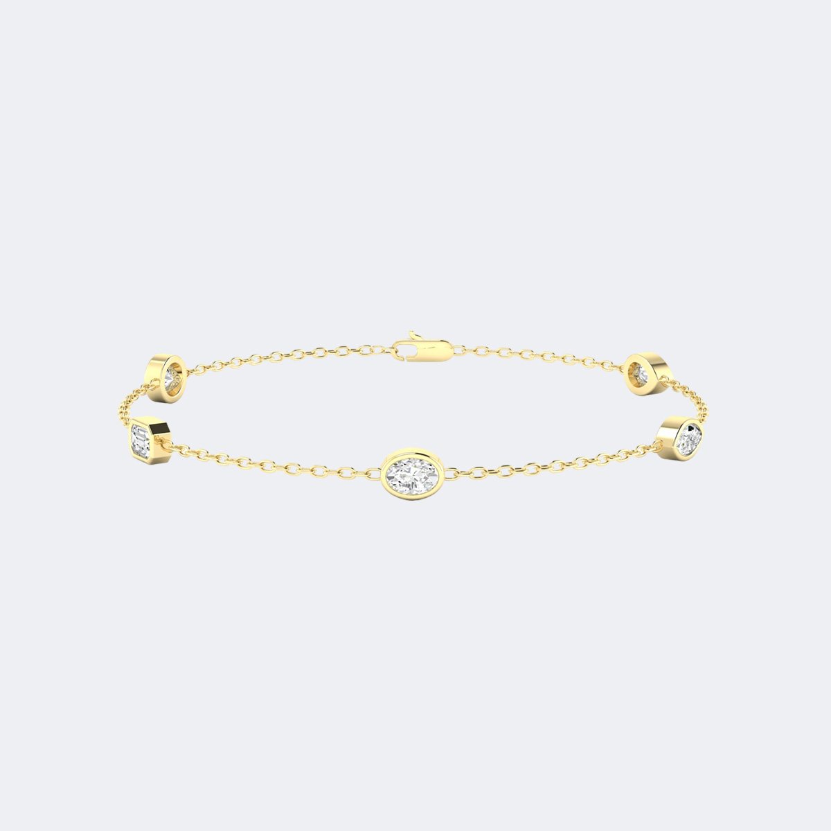 1.10CTW Mixed Bezel-Set Diamond Station Bracelet