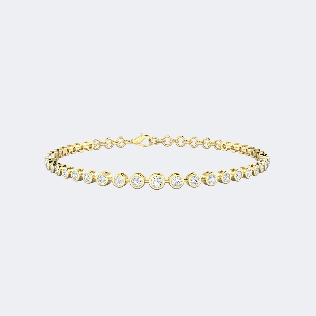 2.046CTW Round Bezel-Set Graduated Diamond Line Bracelet