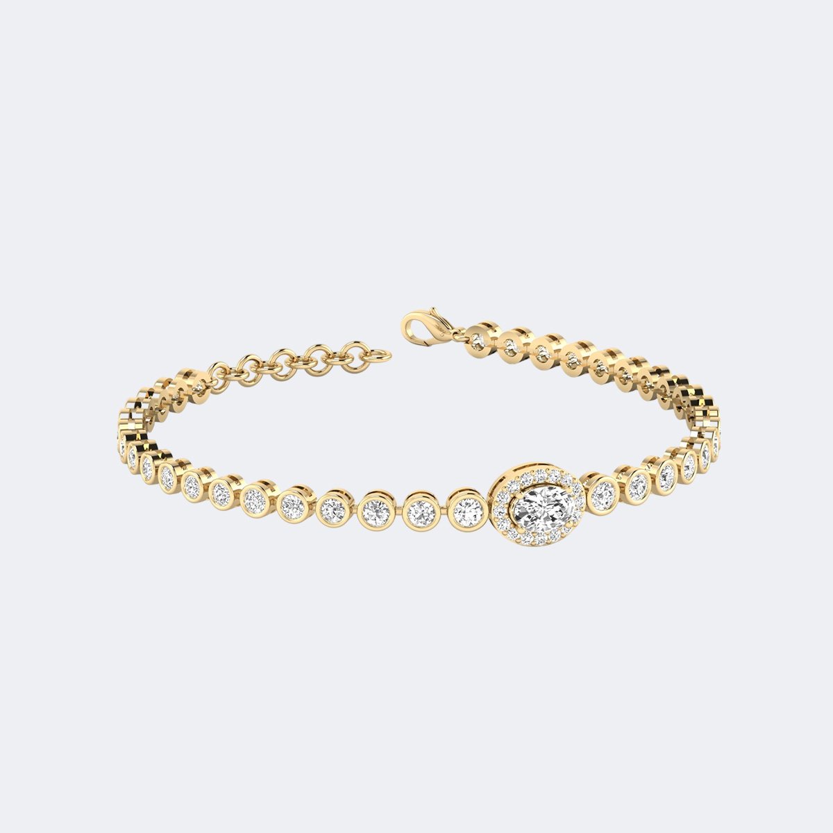 3.00CTW Oval, Round Shape Tennis Bracelet