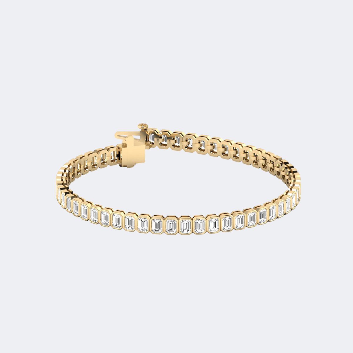 8.10CTW Emerald Cut Bezel Set Tennis Bracelet