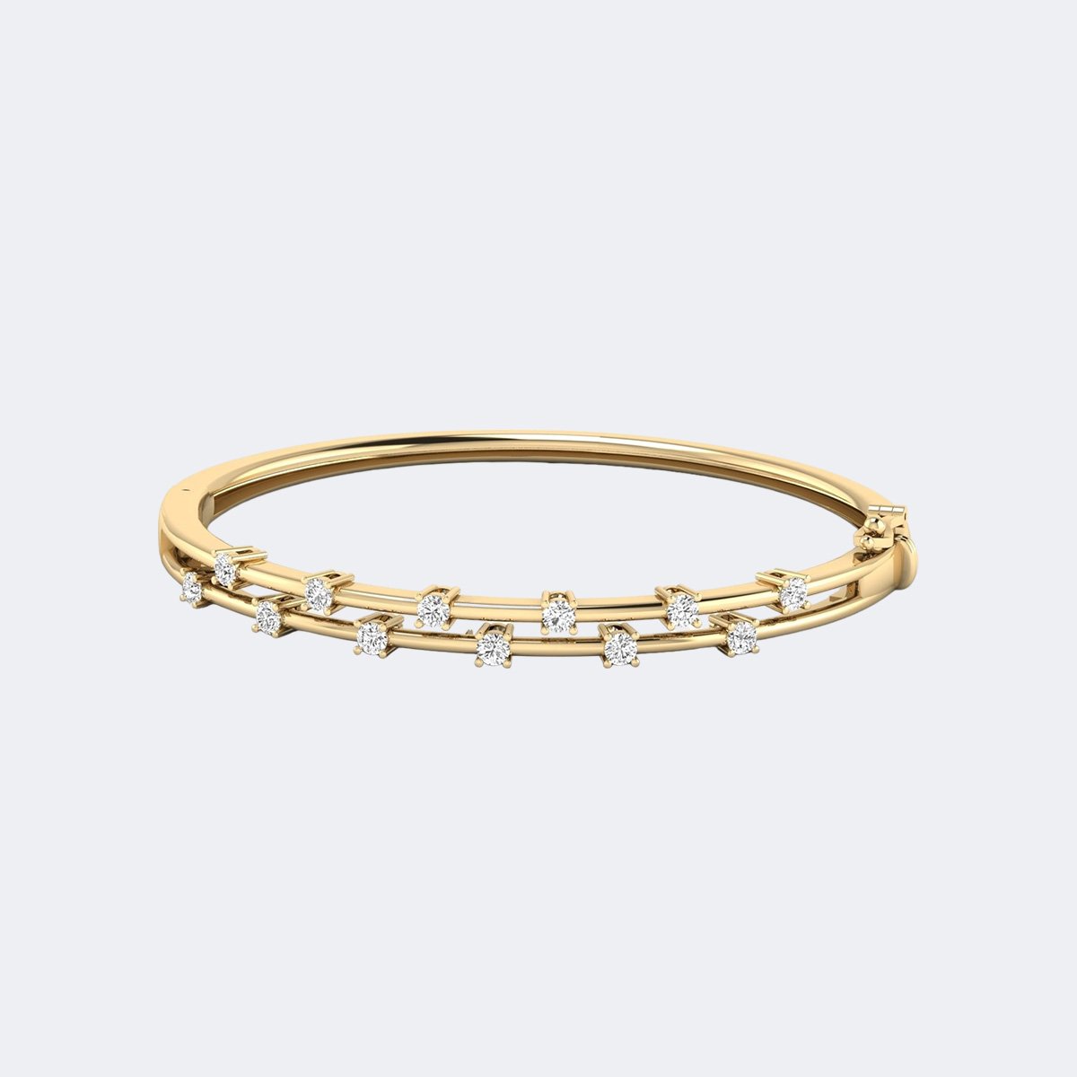 0.876CTW Round Set Double Row Diamond Bangle Bracelet