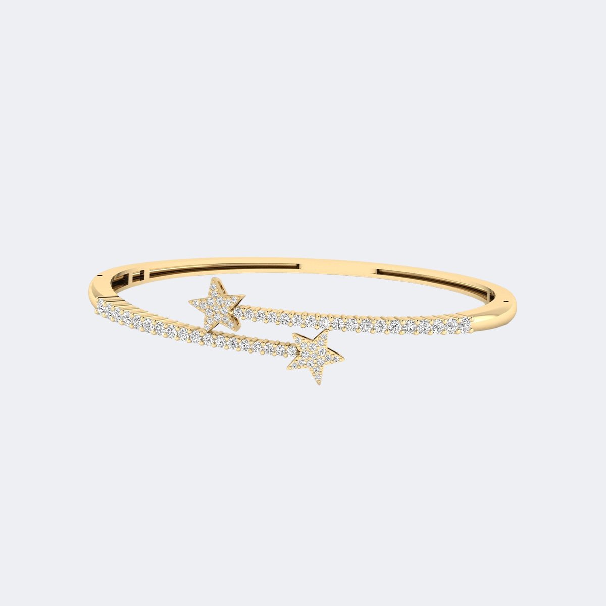 1.400CTW Round Pave-Set Diamond Bangle Cuff Bracelet