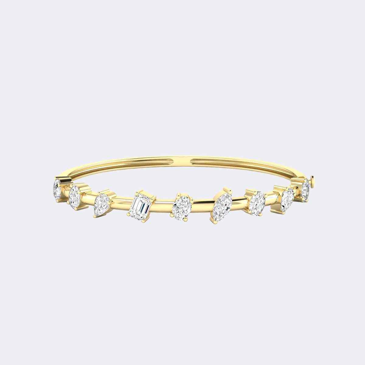 3.00CTW Mixed Cut Prong Set Diamond Station Bangle Bracelet