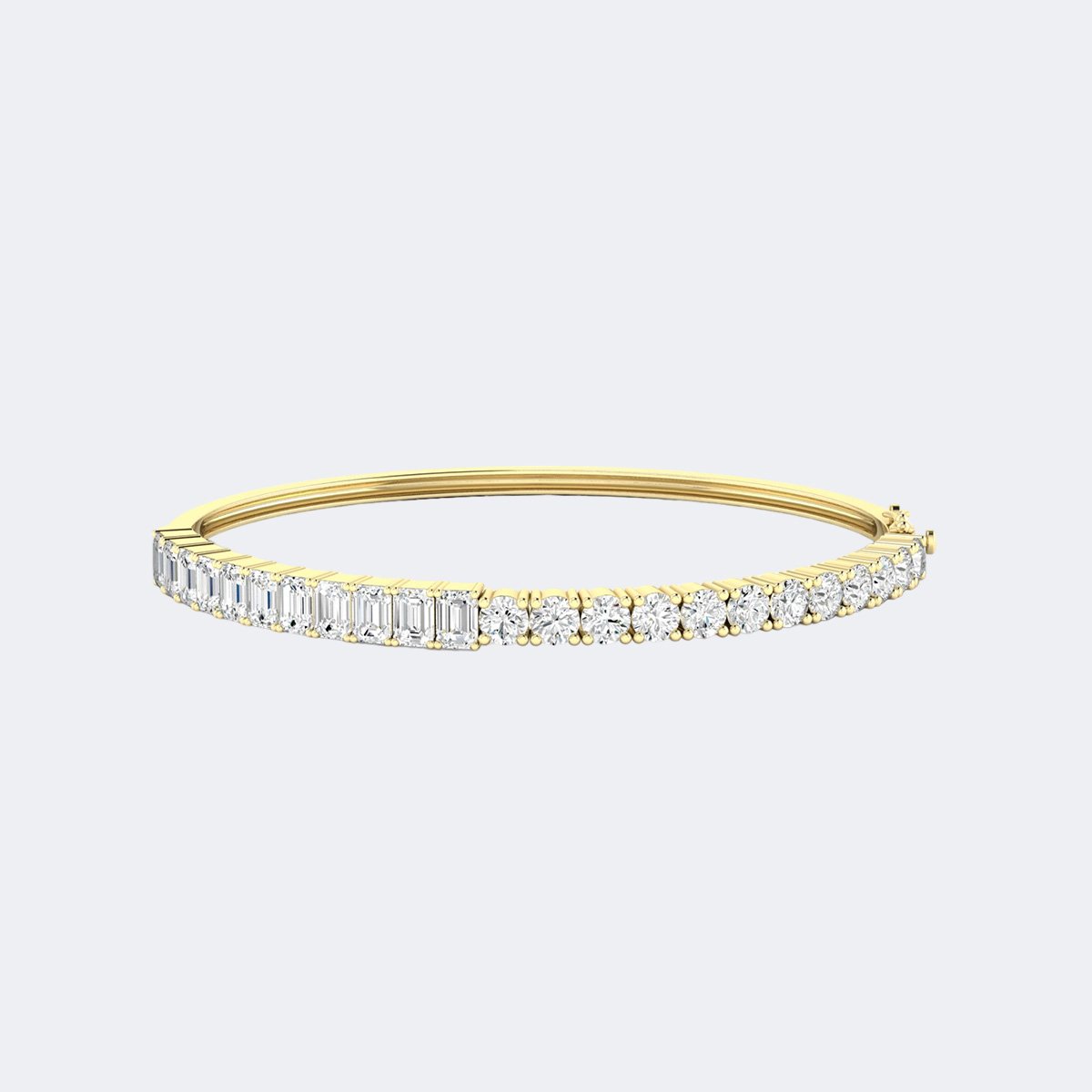 4.00CTW Round , Emerald Cut Prong Set Diamond Bangle Bracelet